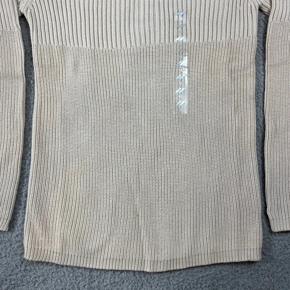 DKNY Jeans Men's Beige Ribbed Crew‎ Neck Long Sleeve Sweater Size M VTG NWT